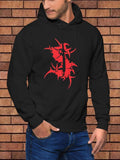 Men's Hoodie Abstract Red Spiky Pattern Centered On Modern Hoodie