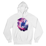 Men's Hoodie Dreamy Night Sky With Aurora Colors Surrounding Majestic Howling Wolf