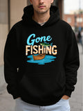 Men's Hoodie Gone Fishing Scenic Sunset Reflections With Floating Wooden Boat