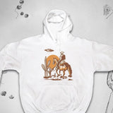 Men's Hoodie Riding Under Alien Skies With Cactus And Setting Sun Cowboy