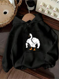 Women's Hoodie Strong Muscular Cartoon Duck Wearing Sunglasses Flexing Biceps Duck