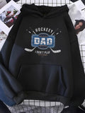 Men's Hoodie Hockey Dad Print With Blue Accents Featuring Two Crossed Hockey Sticks Hoodie