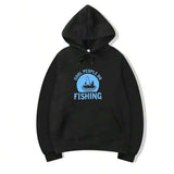 Men's Hoodie Cool People Go Fishing With Blue Boat In Circular Design Fishing