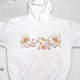 Men's Hoodie Delicate Pastel Blooms With Swans And Flowing Satin Ribbon