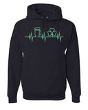 Men's Hoodie Heartbeat With Green Beer Mug Clover And Electrocardiogram Symbol