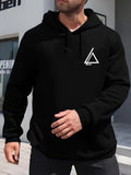 Men's Hoodie Minimalist Geometric Lines With Overlapping Triangle On Hoodie