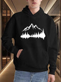 Men's Hoodie Snowcapped Peaks Over Soundwave Silhouette Mountain