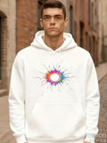Men's Hoodie Vivid Colorful Paint Splatter Radiating Under Sunlight Abstract Circle