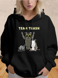 Women's Hoodie Team Trash Three Cute Cats Wearing Sunglasses With Playful Cartoon Style