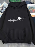 Men's Hoodie Heartbeat Line And Hockey Player In Action Hoodie