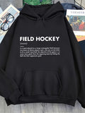 Men's Hoodie Field Hockey Game Description On Classic Black Hoodie