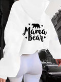 Women's Hoodie Mama Bear Black Bear Silhouette Among Playful Tiny Hearts Hoodie