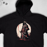 Men's Hoodie Lone Warrior Under Pale Full Moon Samurai