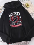 Men's Hoodie Hockey Is My Valentine Red Hearts With Two Skating Hockey Players Hoodie