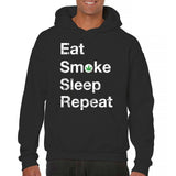 Men's Hoodie Eat Smoke Sleep Repeat Bold White Letters With Green Leaf Front Hoodie