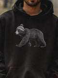 Men's Hoodie Woolen Hat Wearing Bear Walking In A Misty Forest Bear