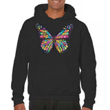 Men's Hoodie Colorful Stained Glass Pattern On Gleaming Wings Butterfly