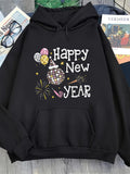 Men's Hoodie Happy New Year Glittering Disco Ball With Fireworks And Party Hat