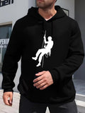 Men's Hoodie Urban Adventure With Rope Climber Suspended In Silhouette Hoodie