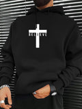 Men's Hoodie Believe Bold White Cross With Clean Minimal Modern Typography Sweatshirt