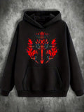 Men's Hoodie Symmetrical Red Tribal Elements On Black Fabric Hoodie