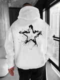 Men's Hoodie Grunge Ink Splash Artistic Graffiti Star Among Urban Whitewash Backdrop Star