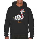 Men's Hoodie Festive Holiday Lights Wrapping Around A Cheerful Christmas Goose