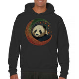 Men's Hoodie Starry Crescent With Dreamy Night Sky Enveloping Playful Sleeping Panda
