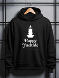Men's Hoodie Happy Yuletide Burning Candle With Warm Festive Spirit On Hoodie