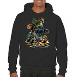 Men's Hoodie Wild Nature With Roaring Majestic Animals Among Forest Shadows Lion