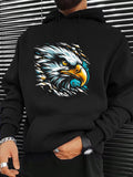 Men's Hoodie Dynamic Feathers With Electric Blue Accents Fierce Majestic Eagle