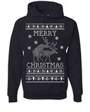 Men's Hoodie Merry Christmas Nordic Winter Pattern With Prancing Reindeer Surrounded By Snowflakes Hoodie