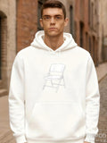 Men's Hoodie Minimalist Line Art Depicting Classic Folding Chair Under Soft Light Chair