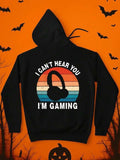 Men's Hoodie I Cant Hear You Retro Stripes With Headphones Graphic Gaming Hoodie