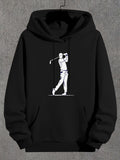 Men's Hoodie Stylish Silhouette Swing Among Shadowed Club Golf Player