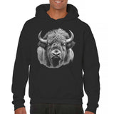 Men's Hoodie Majestic Plains Landscape With Detailed Fur And Prominent Horns Bison