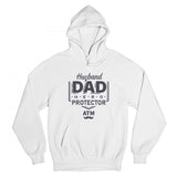 Men's Hoodie Husband Dad Hero Protector ATM With Small Mustache Motif Hoodie