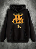 Men's Hoodie Happiness Is A Big Fish With Playful Yellow Lettering Fish