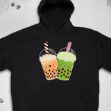 Men's Hoodie Playful Kawaii Faces With Whipped Cream And Colorful Bubble Tea Cups