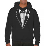 Men's Hoodie Formal Attire Print With Buttons And Rose On Tuxedo Hoodie
