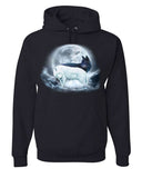 Men's Hoodie Mystical Moonlit Night With Two Wolves Under Glowing Clouds Wolf