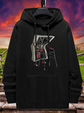 Women's Hoodie Retro Neon Lights Arcade Machine Under Twilight Sky