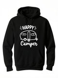 Men's Hoodie Happy Camper With Vintage Trailer Surrounded By Stylized Lettering