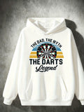 Men's Hoodie The Dad The Myth Retro Rainbow Stripe Darts Board Legend