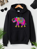 Men's Hoodie Colorful Tapestry Patterns With Pink Decorated Elephant
