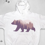 Men's Hoodie Misty Forest Landscape Within Silhouette Of Majestic Bear