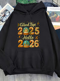 Men's Hoodie Good Bye 2025 Hello 2026 With Festive Decorative Elements And Party Hats