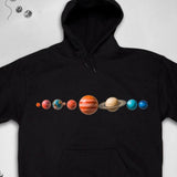 Men's Hoodie Colorful Solar System Planets Lined Up On Dark Background Planets