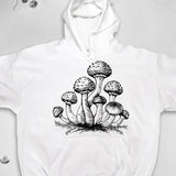 Men's Hoodie Hand Drawn Detailed Wild Mushrooms On Forest Floor Mushroom