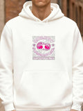 Men's Hoodie Pink Love Hearts And Abstract Pattern Centered On White Hoodie